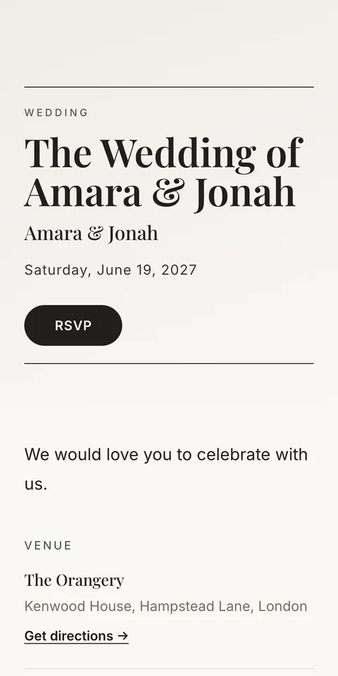 Editorial wedding invitation template